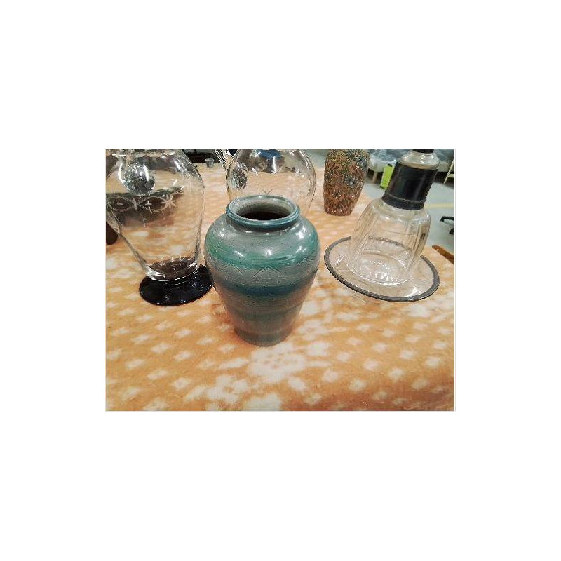 VASE COLORÉ BLEU VERT GRIS ALDO LONDI 