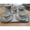 TETE A TETE PORCELAINE LIMOGES DECOR ART DECOBLEU JAUNE