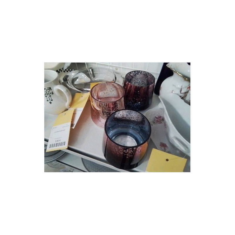 LOT DE 3 PHOTOPHORES VERRE ROSE 
