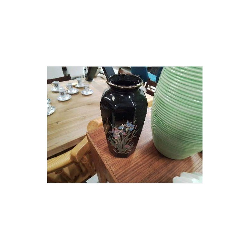 VASE NOIR DÉCO IRIS ROSE ET BLEU 