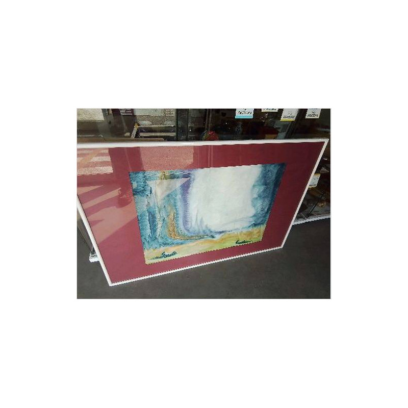PEINTURE PH SIMON TOUR BLANC FOND ROUGE