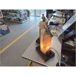 LAMPE ART DECO MARBRE ALBATRE BRONZE ARGENTE