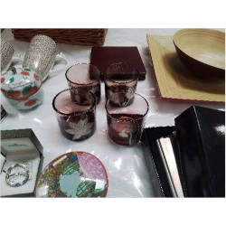LOT 4 VERRES FUMÉS DÉCOR ETAIN