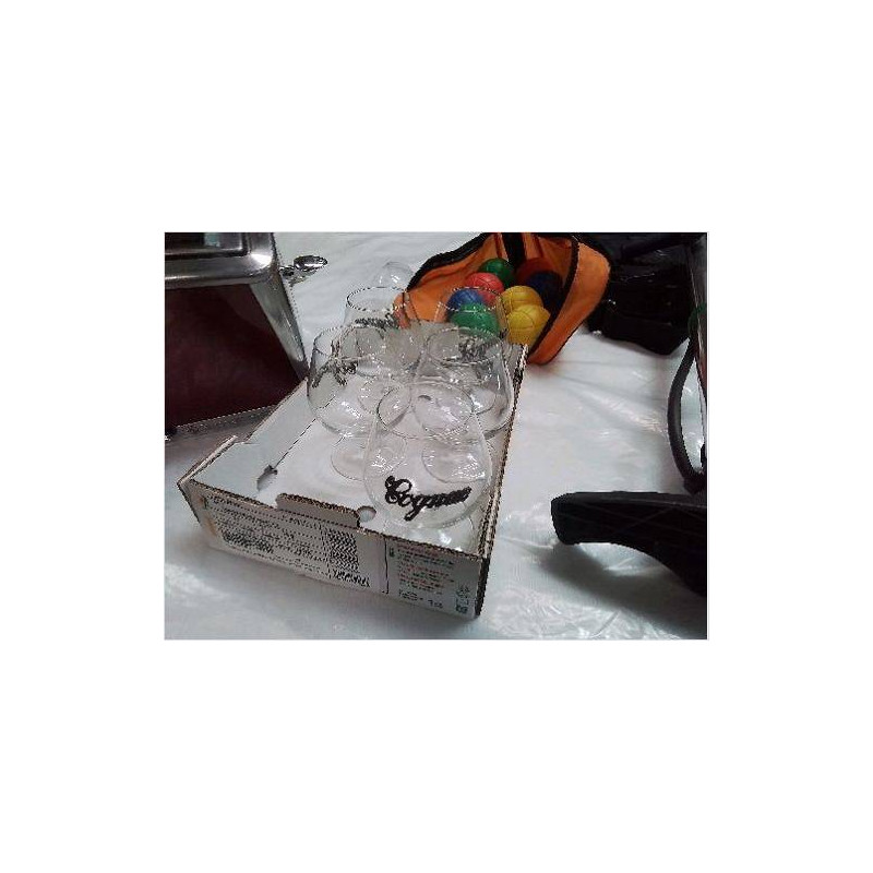 LOT 5 VERRES COGNAC DECOR ETAIN
