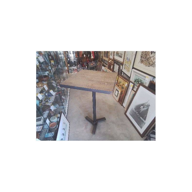 GUERIDON MANGE DEBOUT CHENE MASSIF METAL 70 X 70