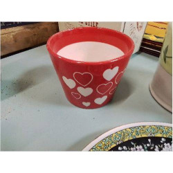 CACHE POT PM DECO COEUR ROUGE