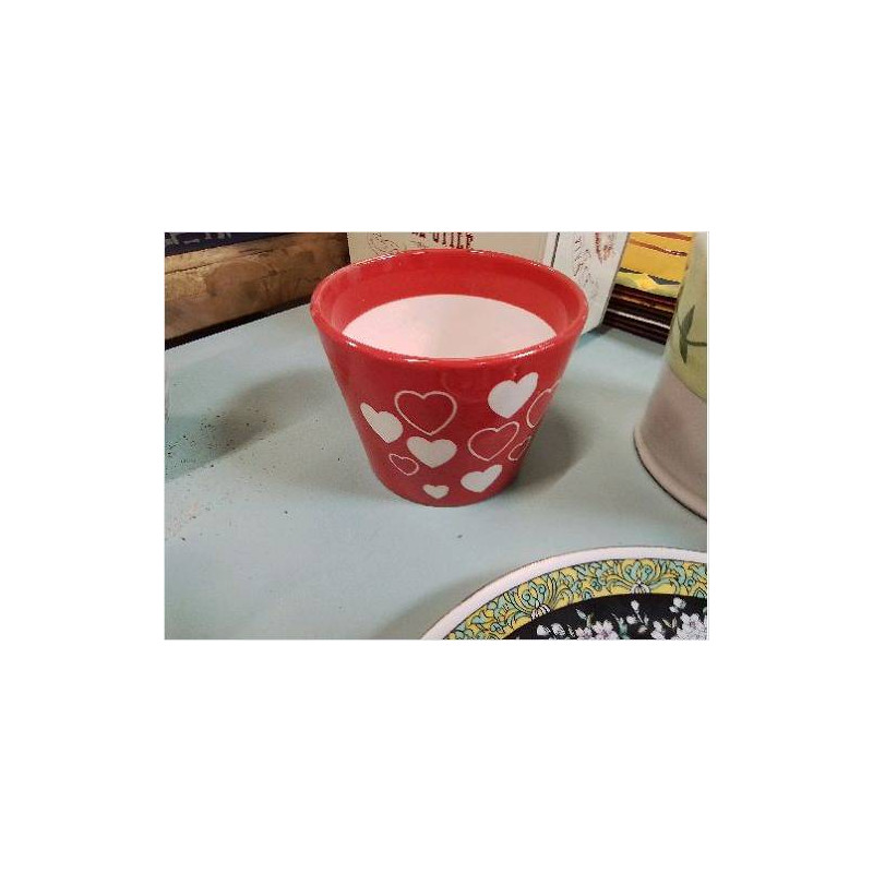 CACHE POT PM DECO COEUR ROUGE
