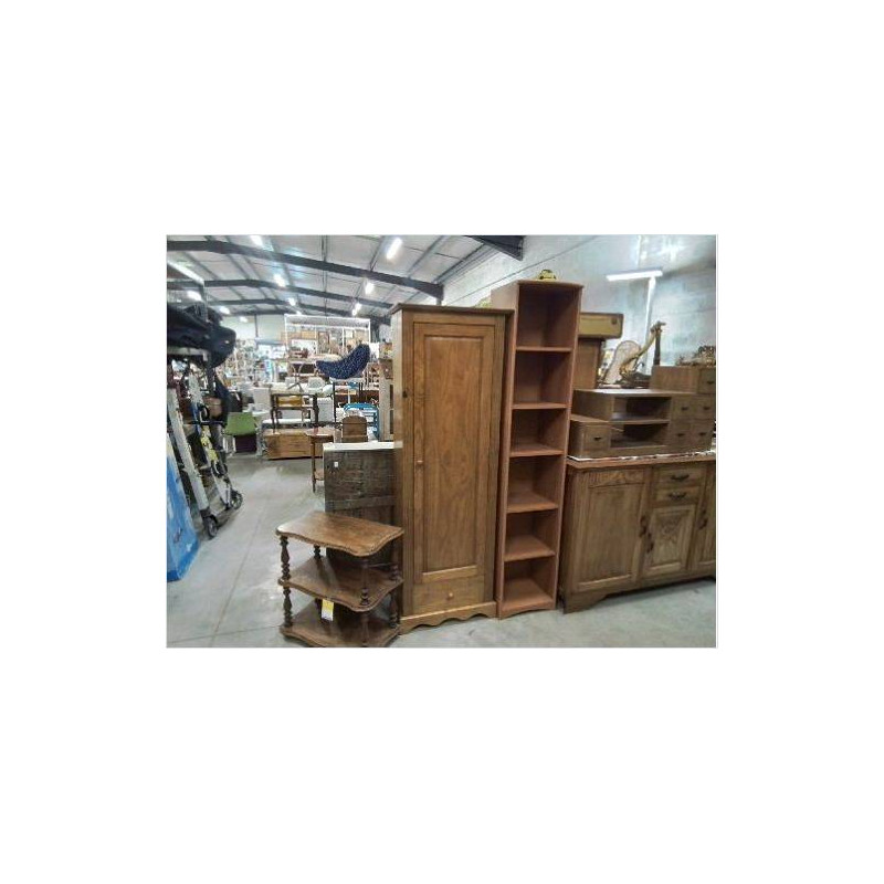 MEUBLE COLONNE ETAGERE PIN CIRE PORTE/TIROIR