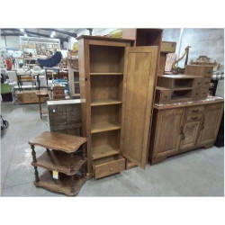 MEUBLE COLONNE ETAGERE PIN CIRE PORTE/TIROIR