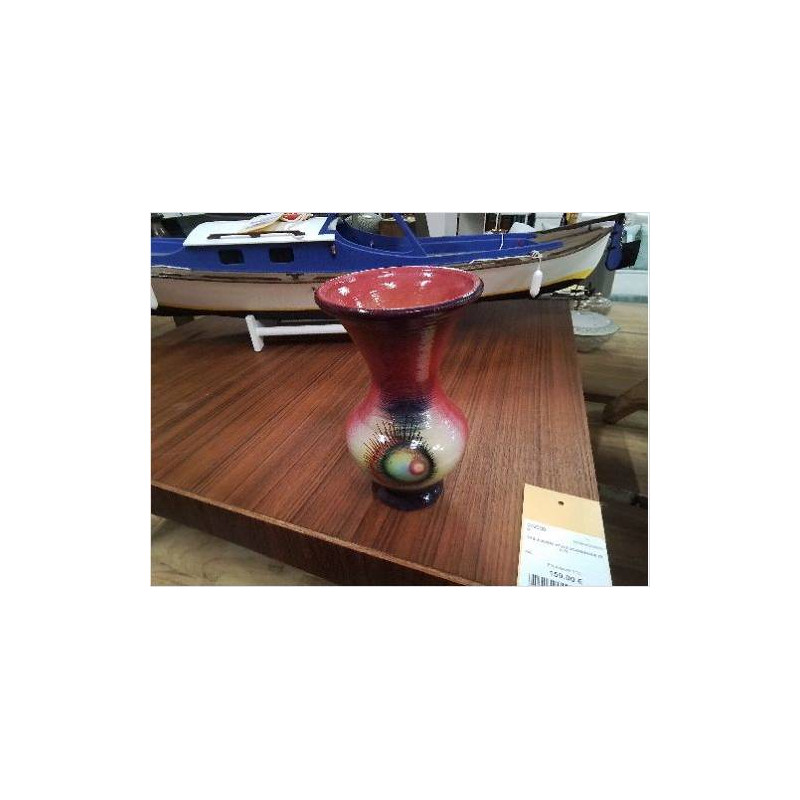 VASE TERRE CUITE ÉMAILLÉ ROUGE MOTIF