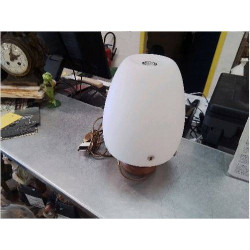 LAMPE GLOBE BLANC PIED BOIS HANDMADE