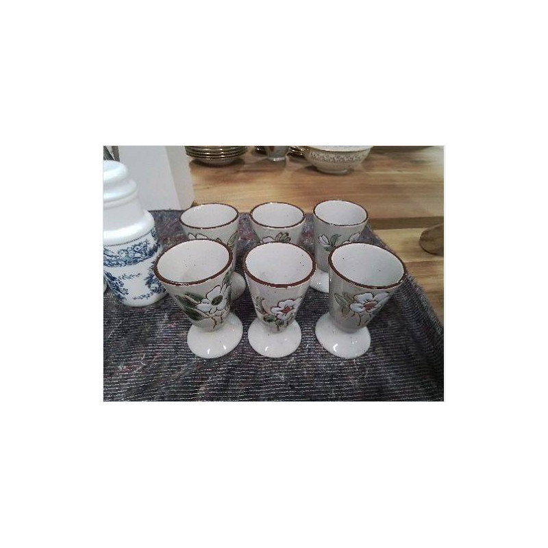 LOT DE 6 MAZAGRANS CERAMIQUE DECO FLEUR 
