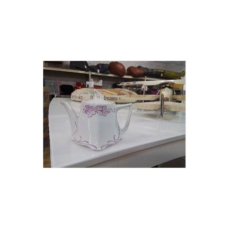 THEIERE BLANCHE DECOR FLEURS MAUVES PM