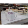 THEIERE BLANCHE DECOR FLEURS MAUVES PM