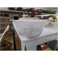 PLAT CREUX BLANC DECOR FLEURS 