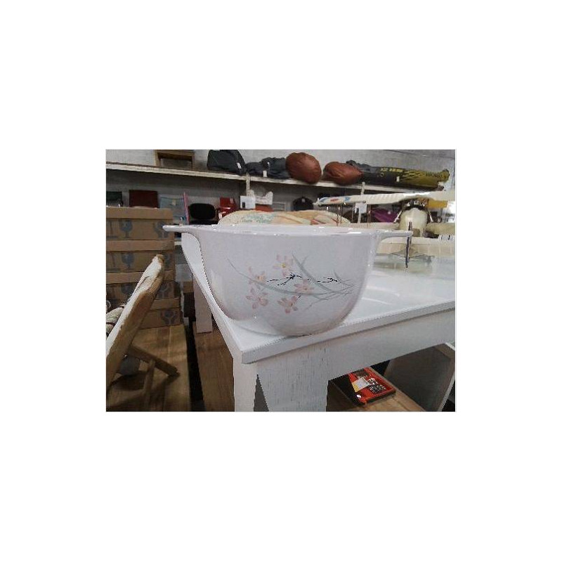 PLAT CREUX BLANC DECOR FLEURS 