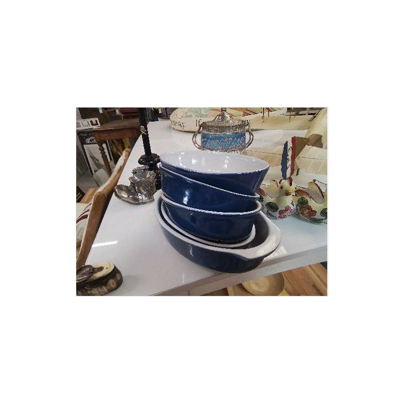 LOT PLATS CUISSON BLEU ÉMAILLÉ PM