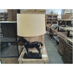 CHEVAL BRONZE MONTÉ EN LAMPE