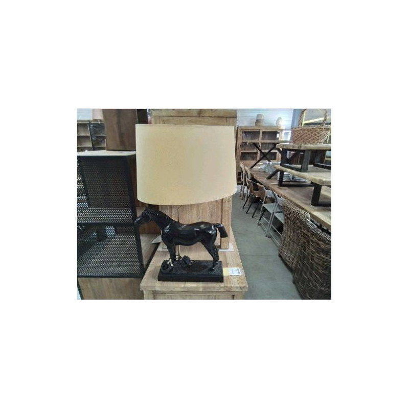 CHEVAL BRONZE MONTÉ EN LAMPE