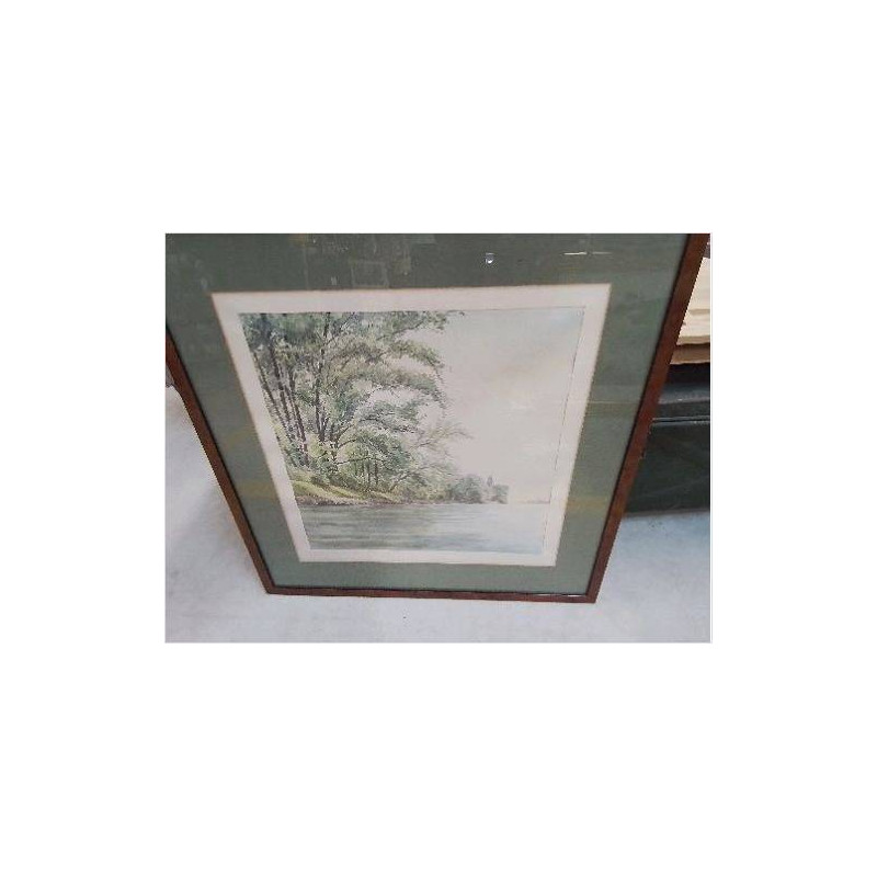 AQUARELLE PAYSAGE LAC FORET