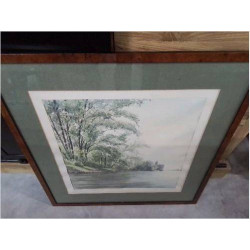 AQUARELLE PAYSAGE LAC FORET