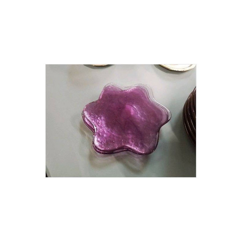 LOT 4 ASSIETTES VERRE MAUVE FORME FLEUR
