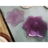 LOT 4 ASSIETTES VERRE MAUVE FORME FLEUR