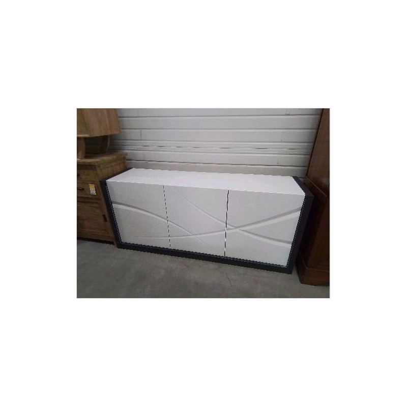 BUFFET BAS MODERNE 3 PORTES BLANC GRIS+LED