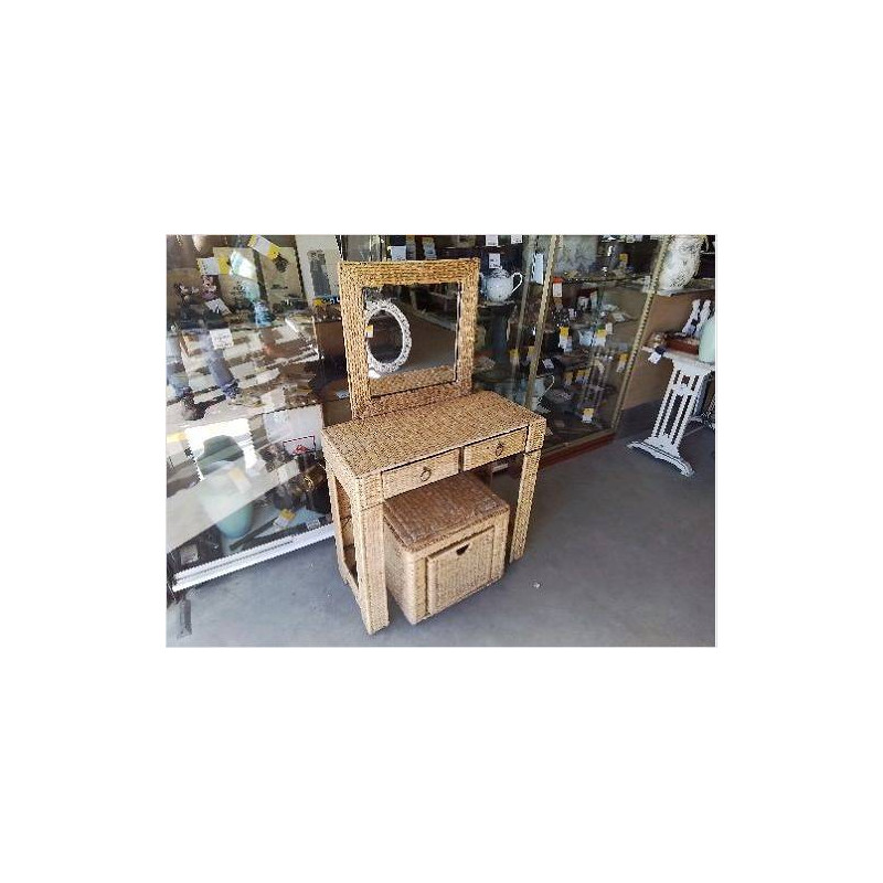 COIFFEUSE POUF COFFRE BANANIER TRESSÉ 
