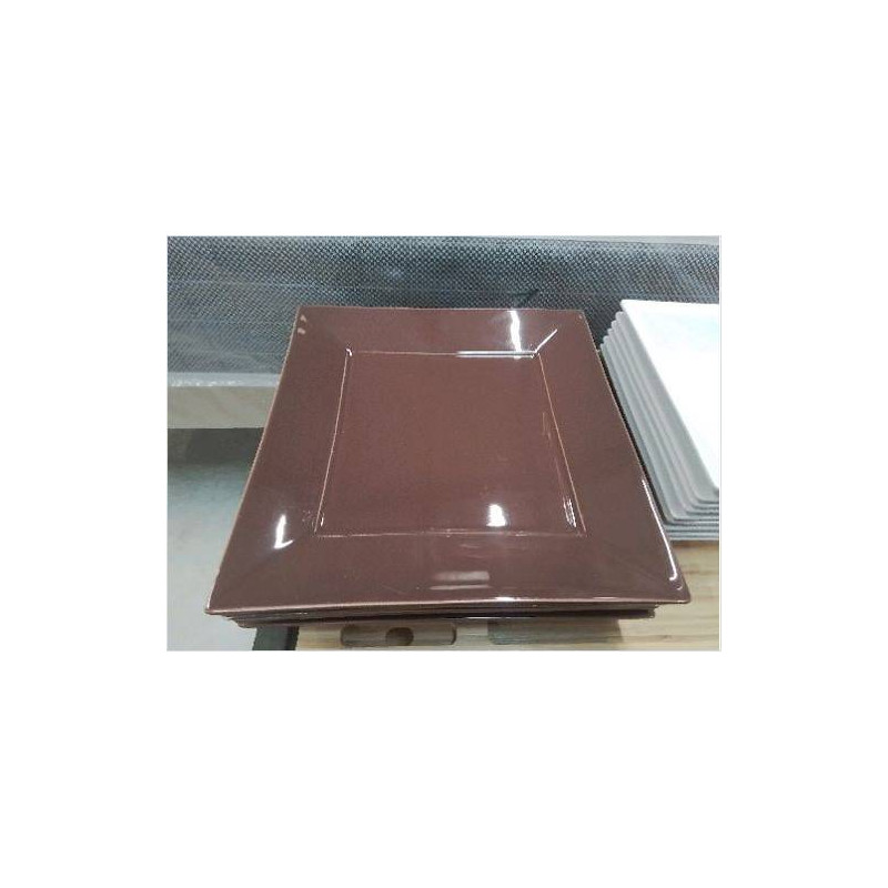 LOT ASSIETTES CARRÉES MARRON