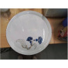PLAT ROND DE SERVICE PORCELAINE DECOR PONPONS BLEU