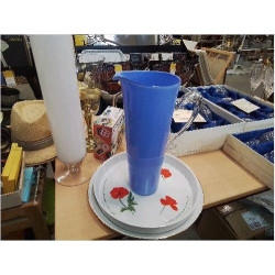 PICHET VERRE BLEU ANSE VERRE