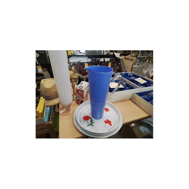 PICHET VERRE BLEU ANSE VERRE