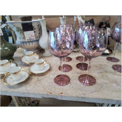 LOT 6 VERRES A PIED ROSE...