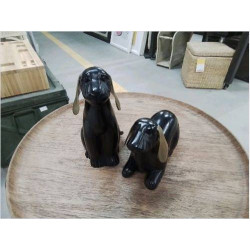 STATUETTE CHIEN BOIS ET LAITON