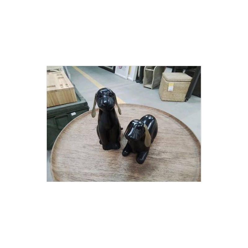 STATUETTE CHIEN BOIS ET LAITON