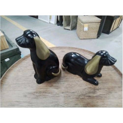 STATUETTE CHIEN BOIS ET LAITON