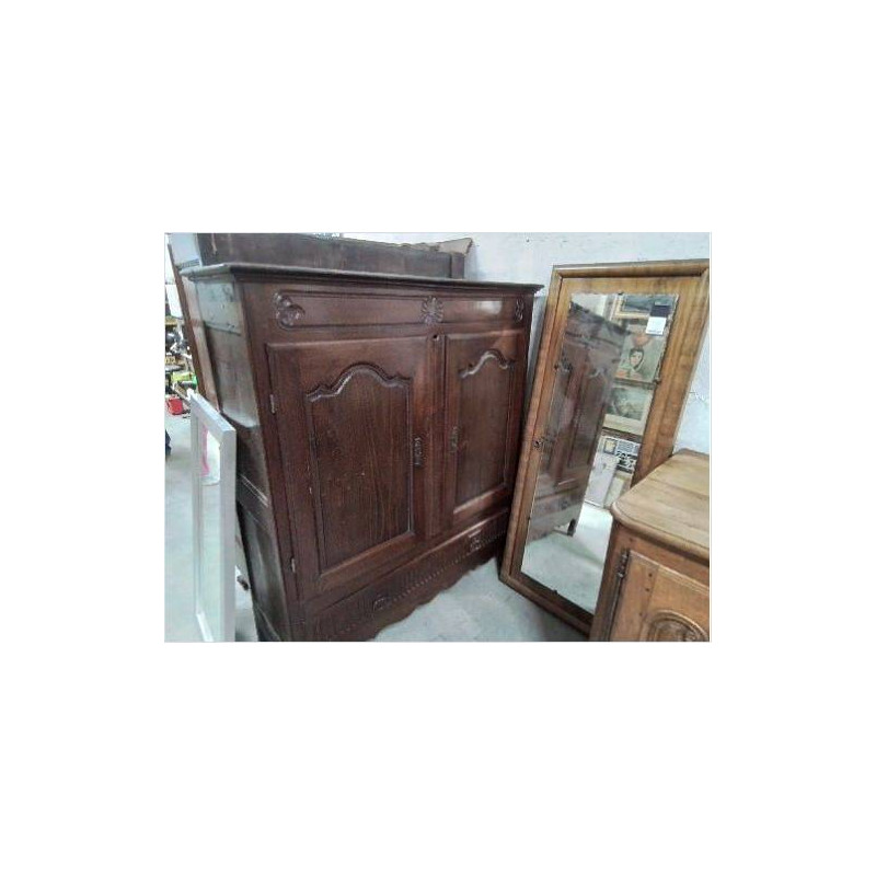 ARMOIRETTE 2P1T BOIS FONCÉ  140X158X48+CLÉ D1