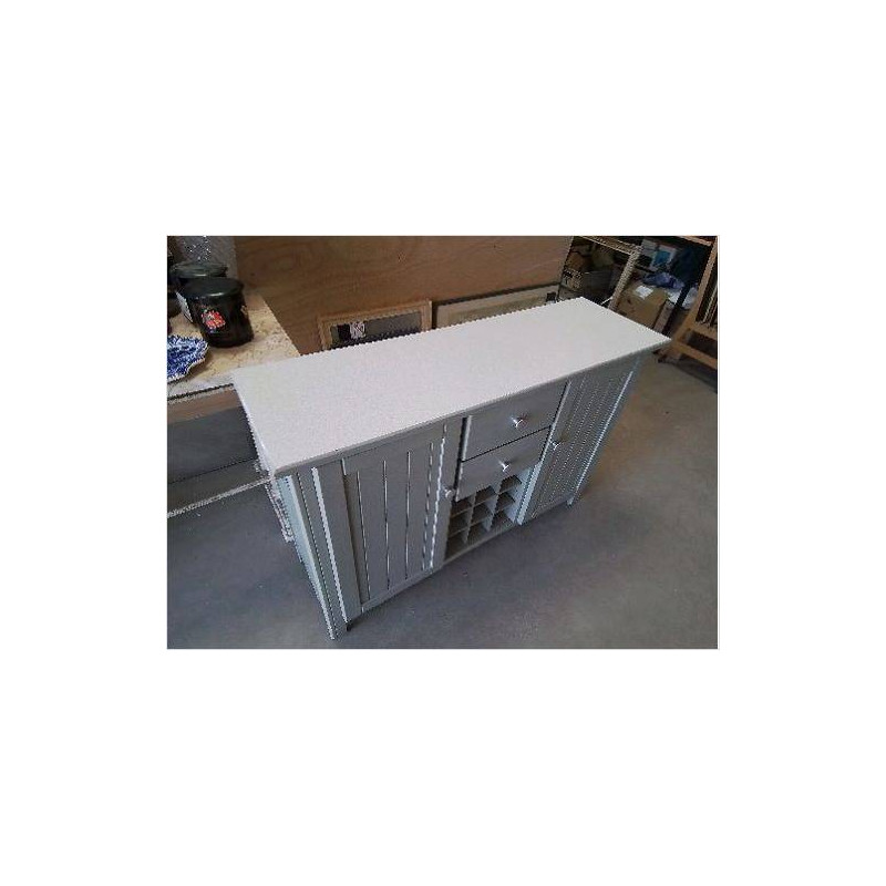 MEUBLE GRIS 2P 2T RANGE BOUTEILLES 