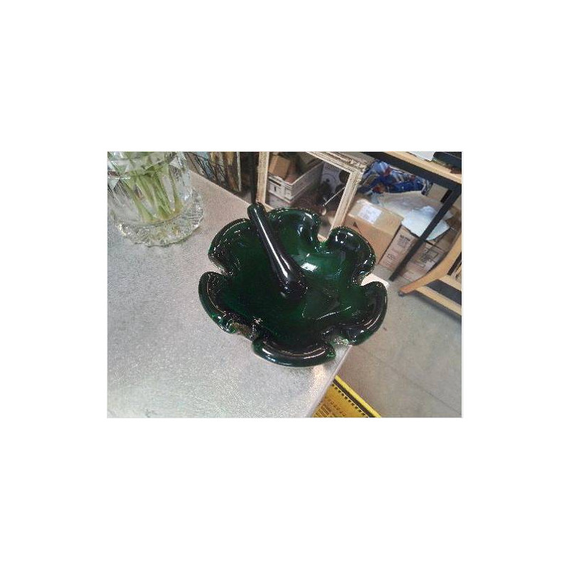 CENDRIER VERT DORÉ VINTAGE