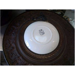 ASSIETTE DECO CUIVRE BATEAU SUR FAIENCE 