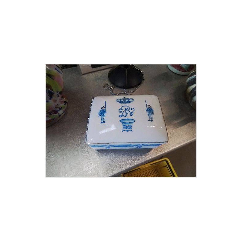 BOITE RECT PORCELAINE BLC BLEU SOLDATS