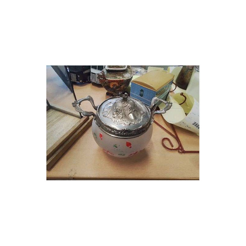 POT A BISCUITS VERRE OPAQUE DECOR ROUGE VERT 