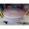 BOITE METAL OVALE GM ROSE BLANC