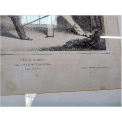 CADRE CARRE GRAVURE ANC LA LECON D ARME