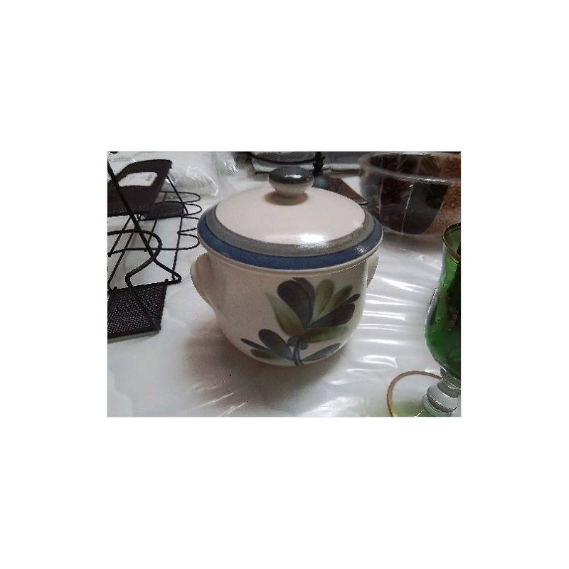 POT AVEC COUVERCLE GIEN DECO FLEUR BLEUE 