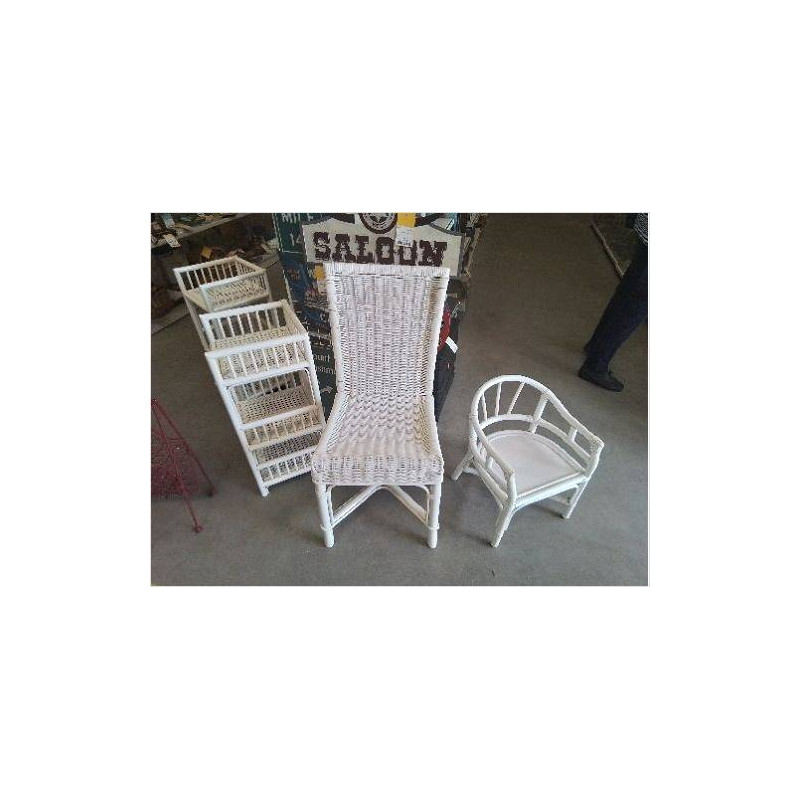 CHAISE ROTIN BLANC