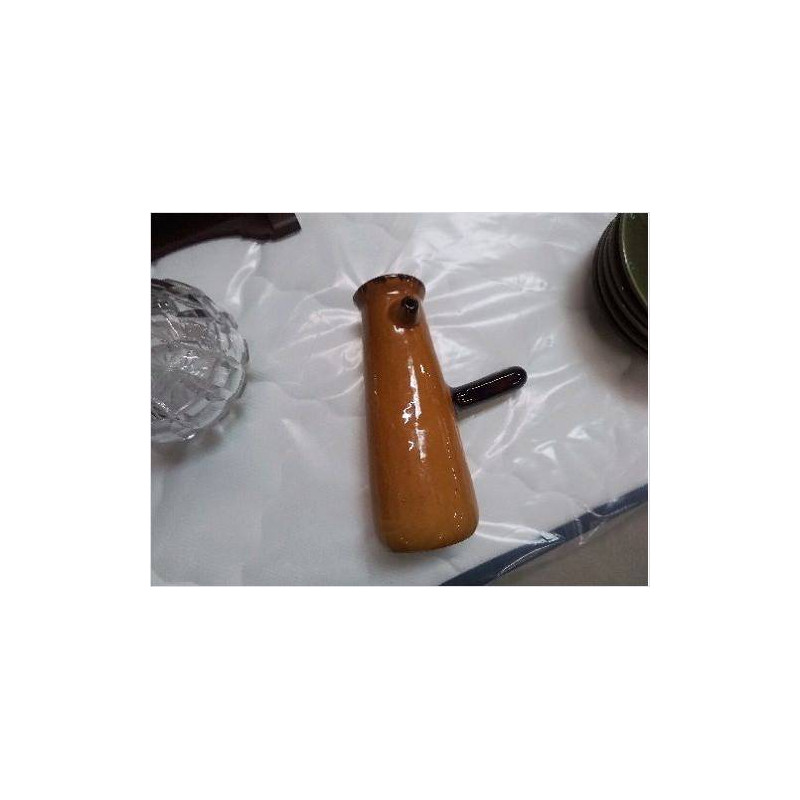 CARAFE TERRE ÉMAILLÉE JAUNE MARRON
