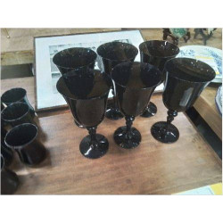 LOT 6 VERRES FUMÉ FONCÉ S PIED