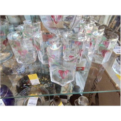 LOT 9 VERRES CRISTAL PEINT...
